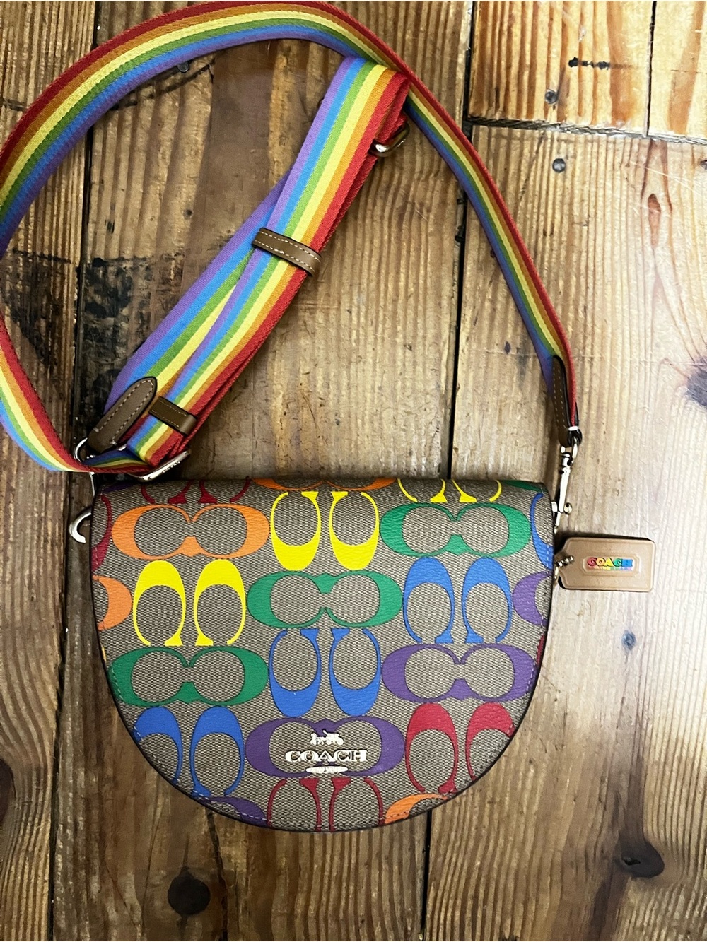 NWT Coach Ellen Rainbow Crossbody Bag Pride Month Colorful Leather Purse 👜 🌈